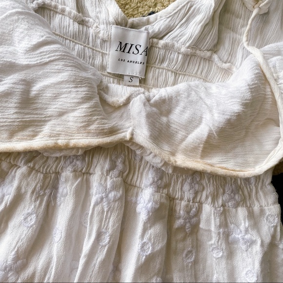 🐚 MISA LOS ANGELES BOHO WHITE FLORAL EMBROIDERY COLD SHOULDER LONG SLEEV… - Picture 12 of 16